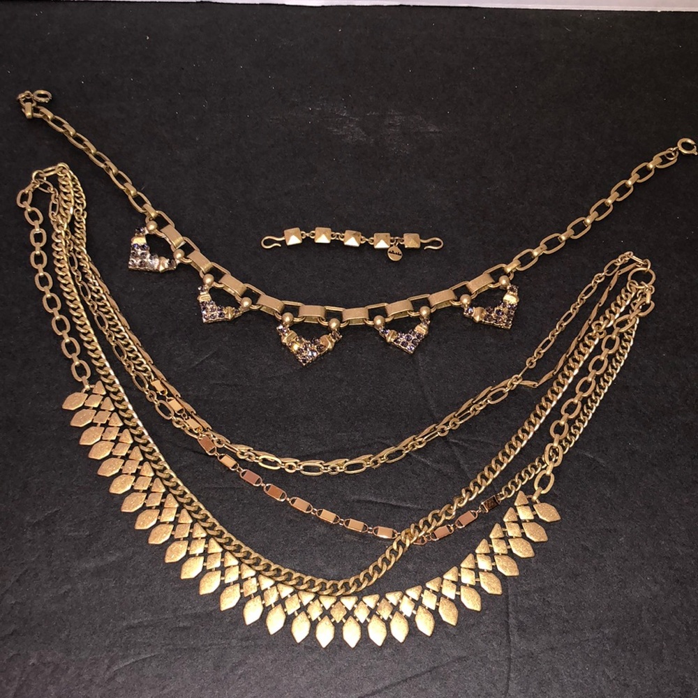 Stella and Dot multi necklace adjustable brass EUC